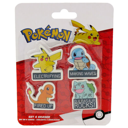 Conjunto 4 Borrachas - Pokemon