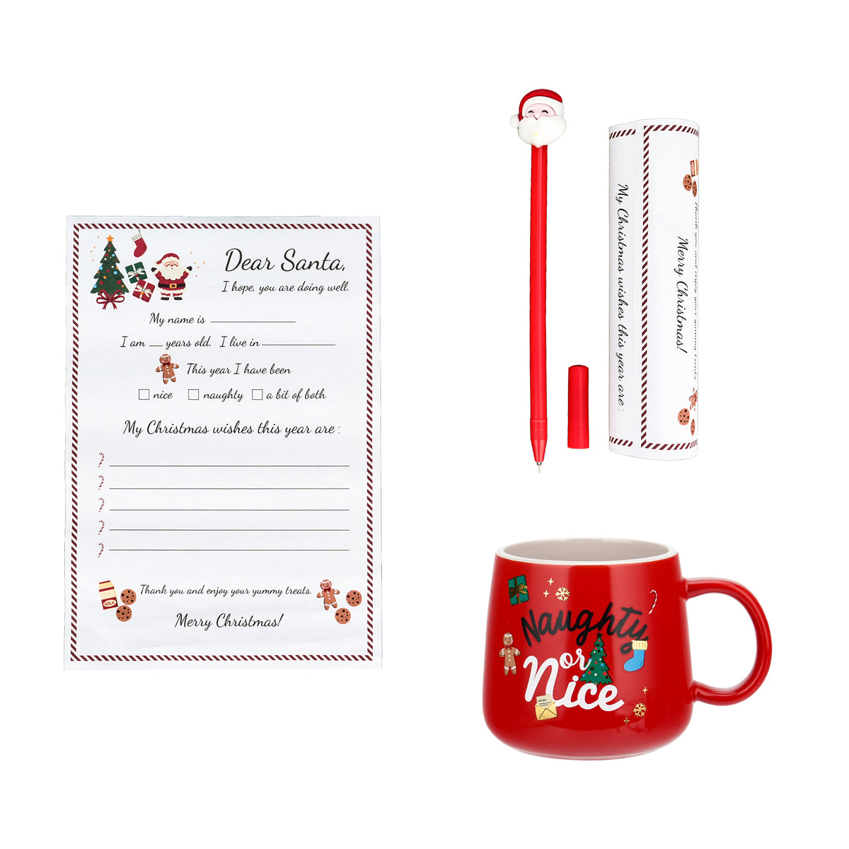 Conjunto Caneca + Conjunto Carta - Pai Natal