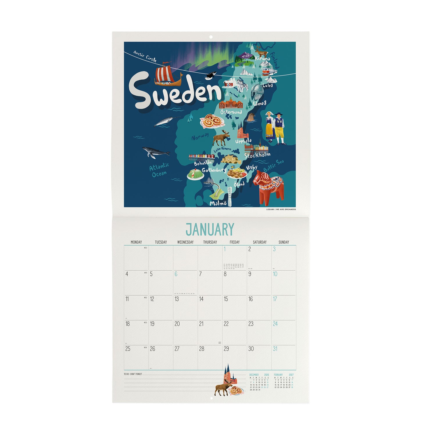 Calendário Parede 2027 30 X30 - The World