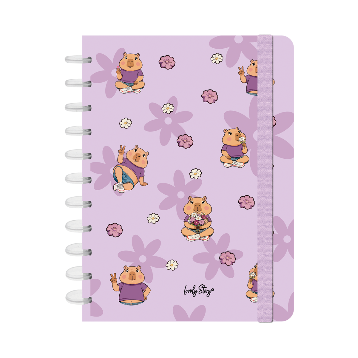 Caderno Discos Formato A4 - Capivara Flower