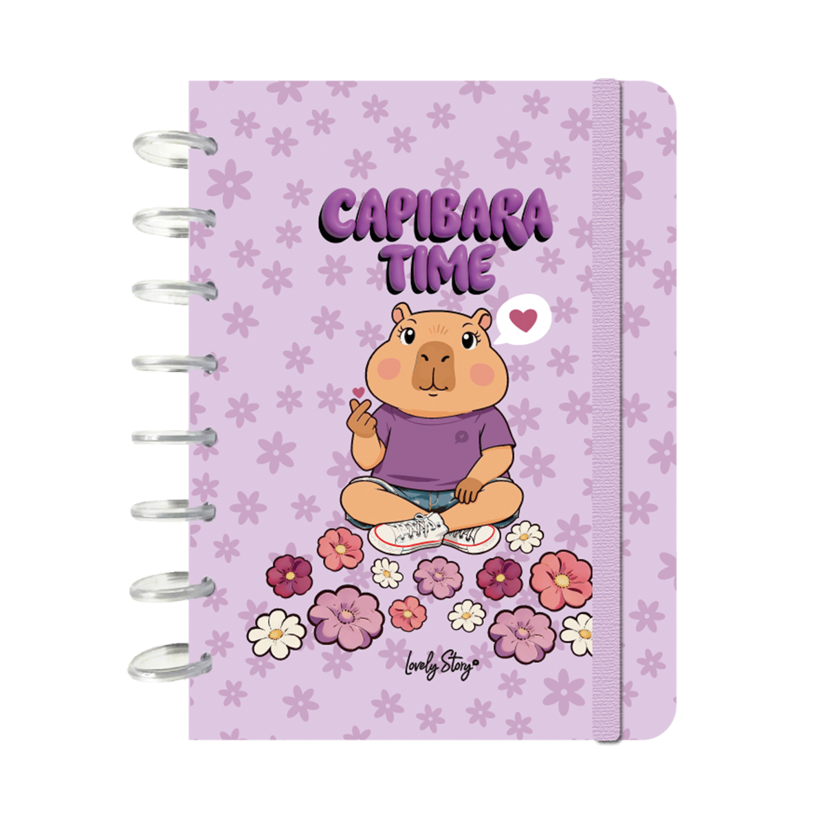 Caderno Discos Formato A5 - Capivara Flower