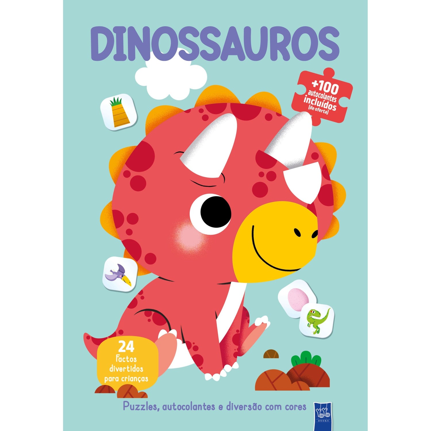 Puzzles, Autocolantes E Diversão Com Cores - Dinossauros de Yoyo Books