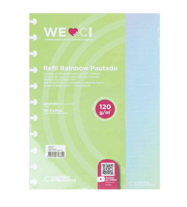 Recarga A5 30 Folhas 120gr Rainbow