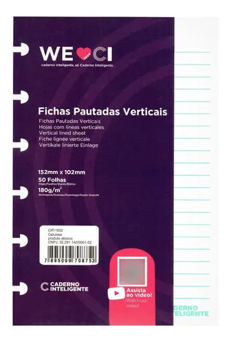 Fichas Pautadas Caderno Inteligente Vertical 4x6