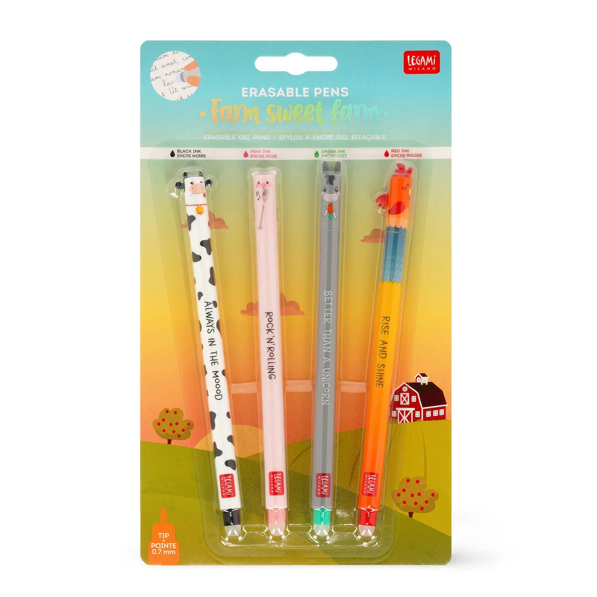 Conjunto de 4 Canetas de Apagar - Farm Sweet Farm