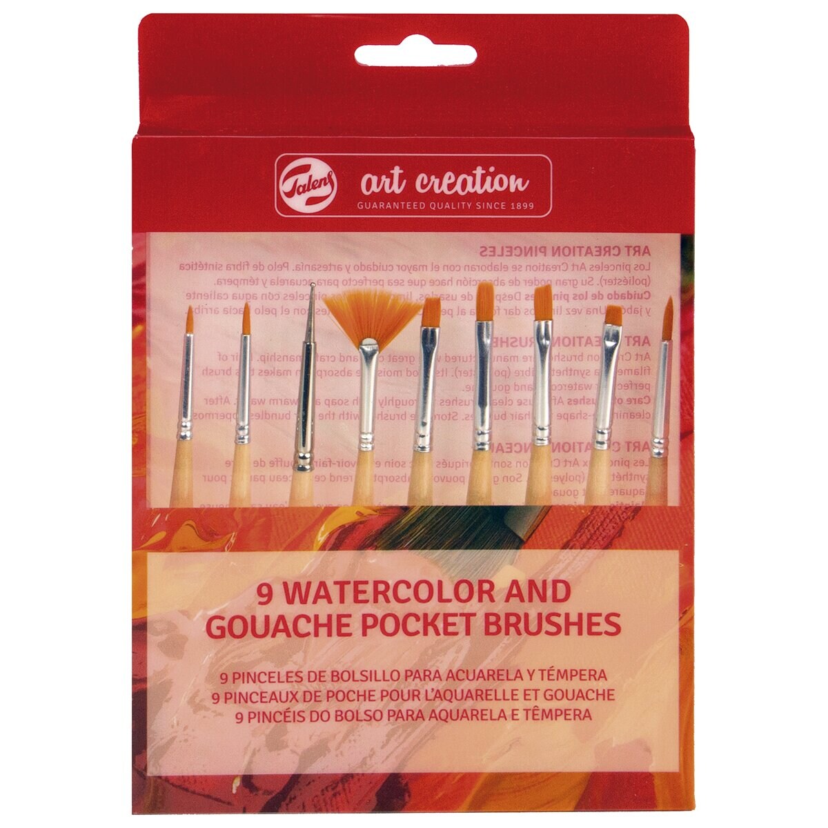 Pincéis Mini para Aguarela e Guache 9 Unidades Talens